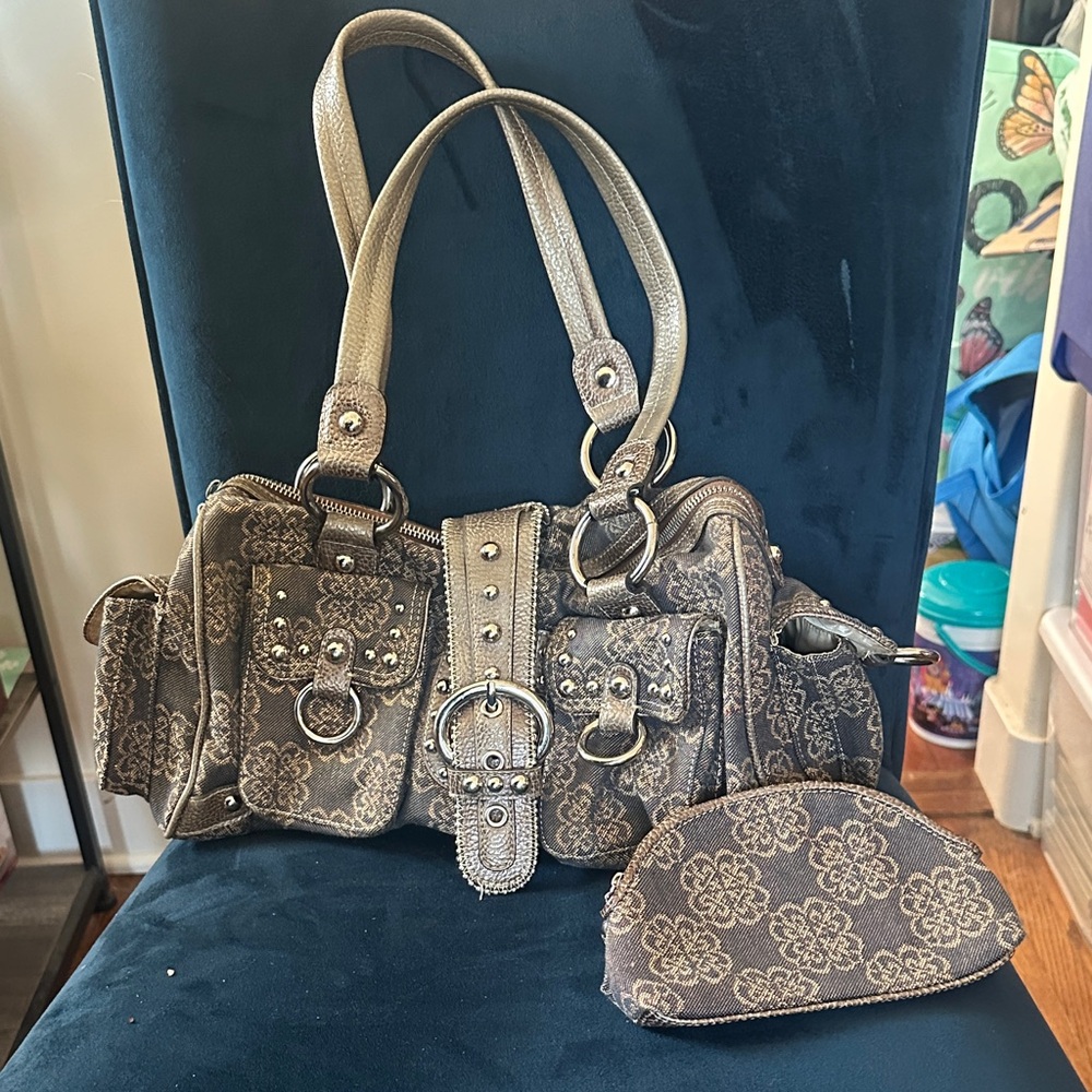 Elegant Kathy Van Zeeland Brown Floral Women's Handbag